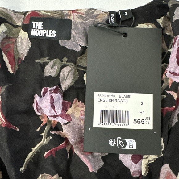 NWT The Kooples [ SZ 3 ] English Rose Floral Long Sleeve Maxi Dress Black #U1266 - Picture 4 of 16